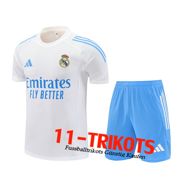 Real Madrid Trainingstrikot Weiß/Blau 2025/2026 -02