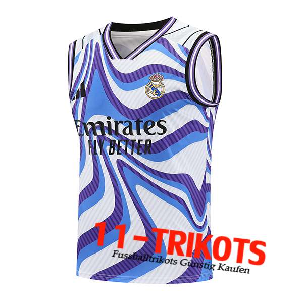 Real Madrid Trainings-Tanktops Weiß/Blau/lila 2025/2026