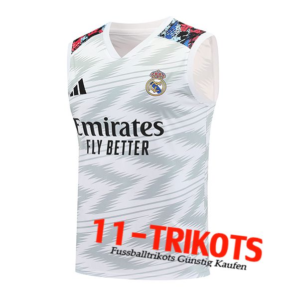 Real Madrid Trainings-Tanktops Weiß/Grau 2025/2026 -03