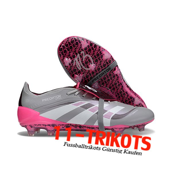Adidas Fussballschuhe 25 Predator Elite Tongue FG Grau/Weiß/Rosa