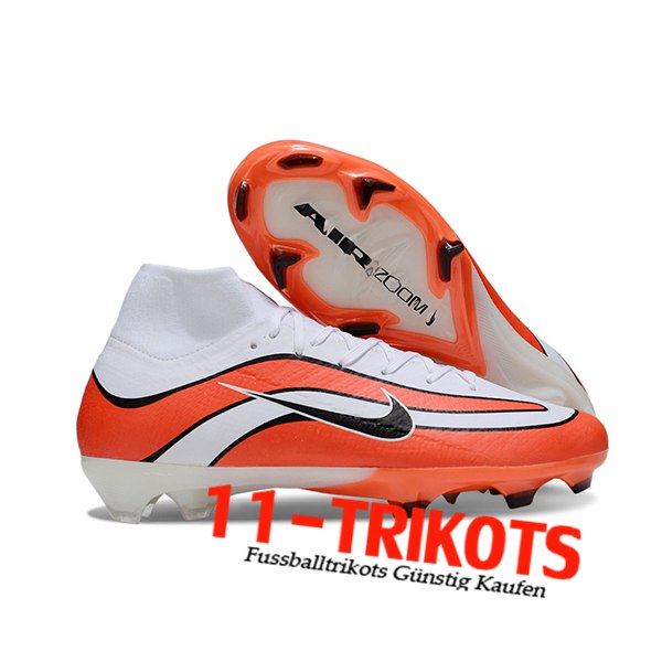Nike Fussballschuhe Air Zoom Mercurial Superfly IIX Elite FG Weiß/Orange/Schwarz