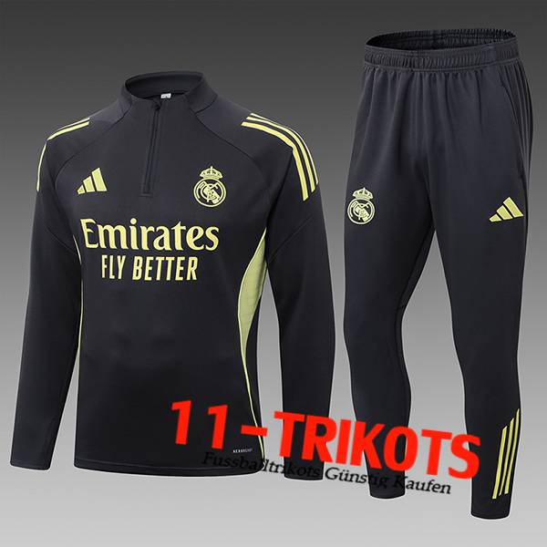 Real Madrid Trainingsanzug Kinder Grau/Gelb 2025/2026 -02