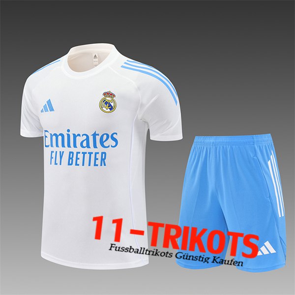 Real Madrid Trainingstrikot Kinder Weiß/Blau 2025/2026 -02