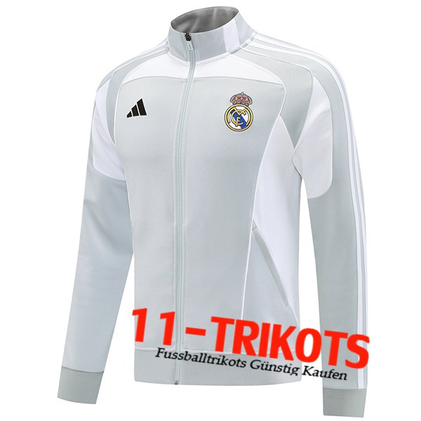 Real Madrid Trainingsjacke Grau/Weiß 2025/2026