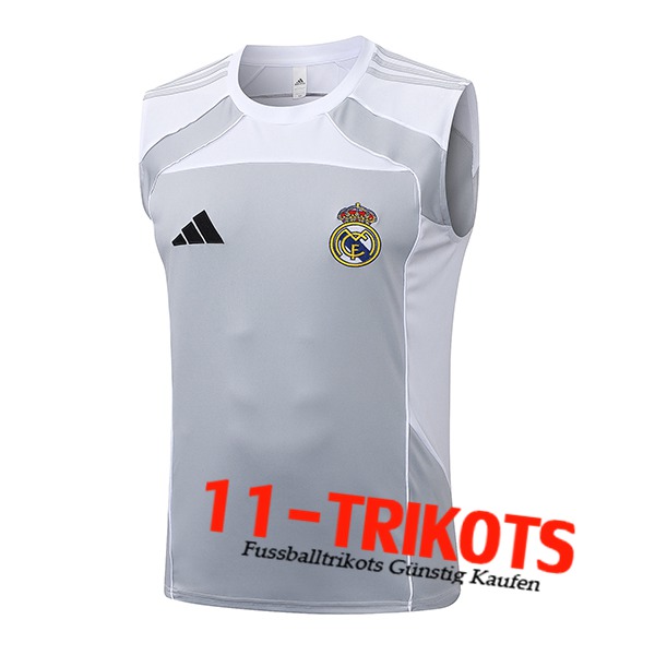 Real Madrid Trainings-Tanktops Grau/Weiß 2025/2026