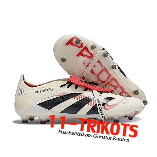 Adidas Fussballschuhe 25 Predator Elite Tongue AG Beige/Schwarz/Rot