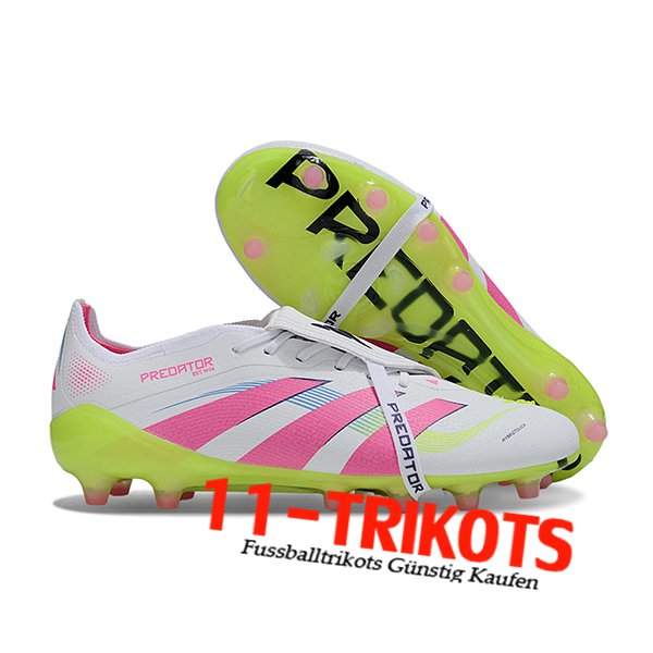 Adidas Fussballschuhe 25 Predator Elite Tongue AG Weiß/Rosa/Grün