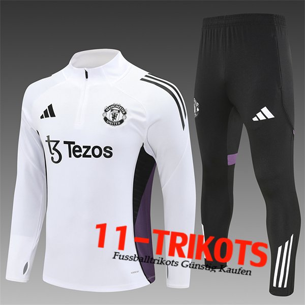 Manchester United Trainingsanzug Kinder Weiß/lila/Schwarz 2025/2026