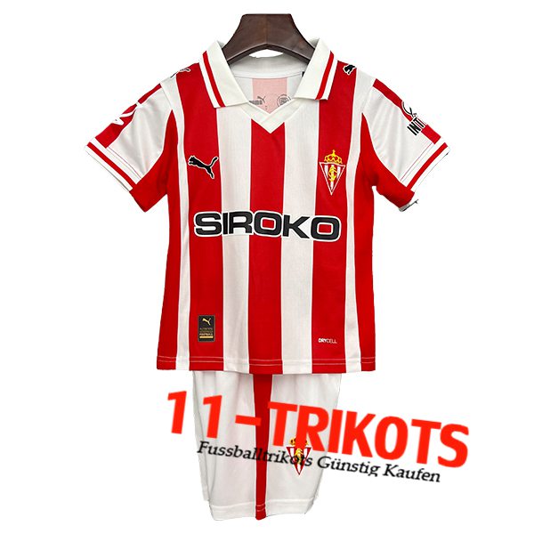 Neues Sporting Gijon Kinder Heimtrikot 2025/2026