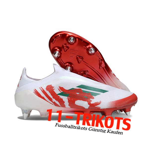 Adidas Fussballschuhe F50 Elite Laceless SG Weiß/Rot/Grün