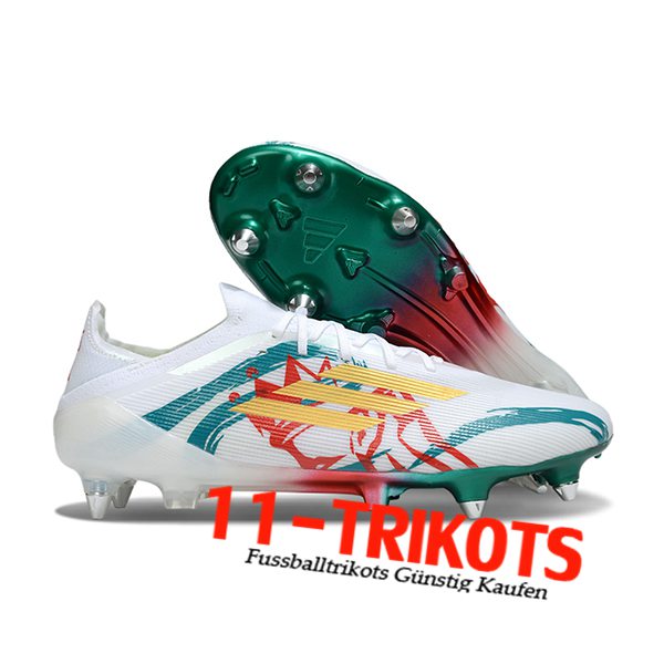 Adidas Fussballschuhe F50 Elite SG Weiß/Grün/Gelb/Rot