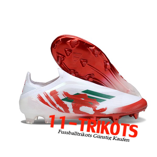 Adidas Fussballschuhe F50 Elite Laceless FG Weiß/Rot/Grün