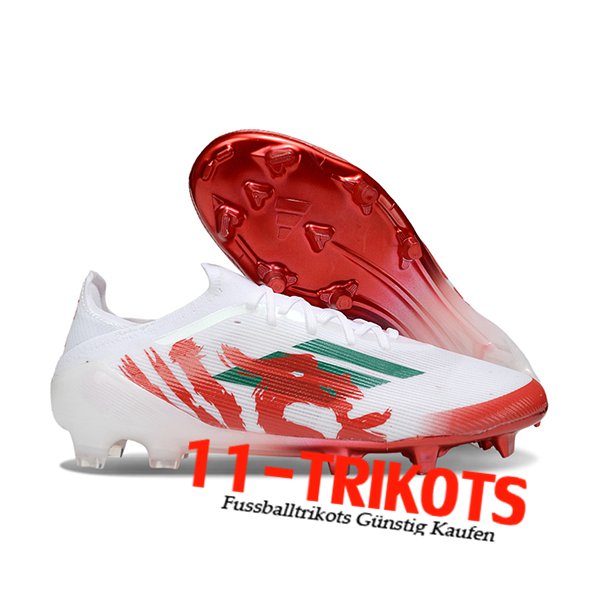 Adidas Fussballschuhe F50 Elite FG Weiß/Rot/Grün -02