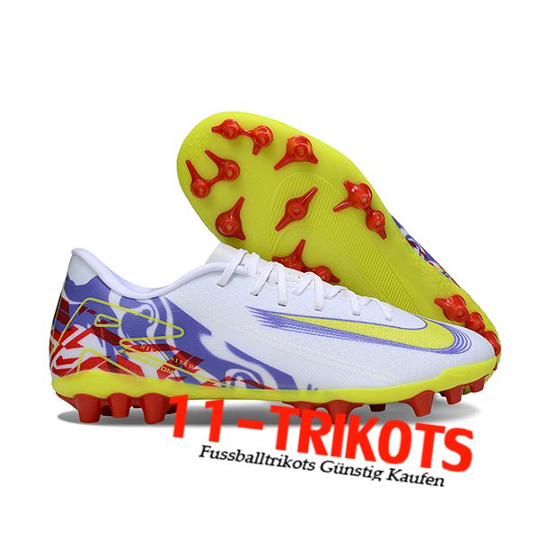 Nike Fussballschuhe AIR ZOOM MERCURIAL VAPOR XVI ACADEMY X MBAPPE AG Weiß/Grün/lila/Rot