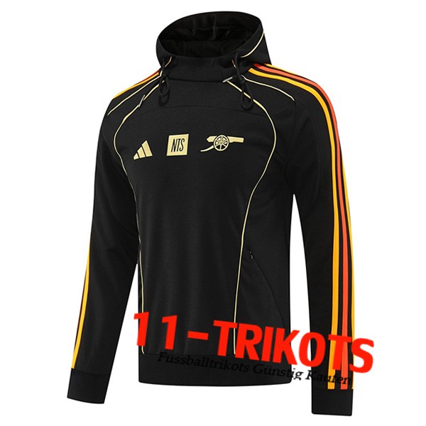 Arsenal Training Sweatshirt Mit Kapuze Schwarz/Orange 2025/2026  Arsenal Training Sweatshirt Mit Kapuze Schwarz/Orange 2025/2026