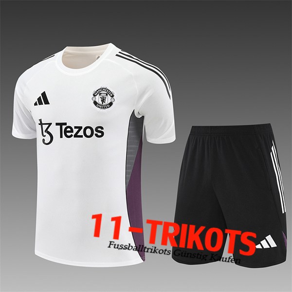 Manchester United Trainingstrikot Kinder Weiß/Grau/lila 2025/2026