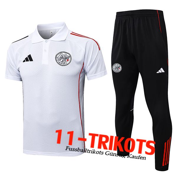 Ajax Poloshirt Weiß/Rot/Schwarz 2025/2026  Ajax Poloshirt Weiß/Rot/Schwarz 2025/2026