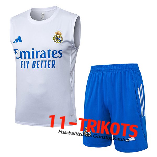 Real Madrid Trainings-Tanktop Weiß/Blau 2025/2026 -02