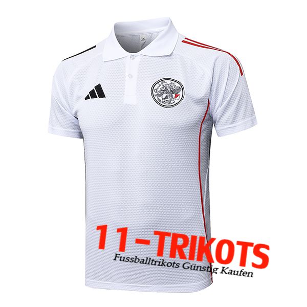 Ajax Poloshirt Weiß/Rot/Schwarz 2025/2026  Ajax Poloshirt Weiß/Rot/Schwarz 2025/2026