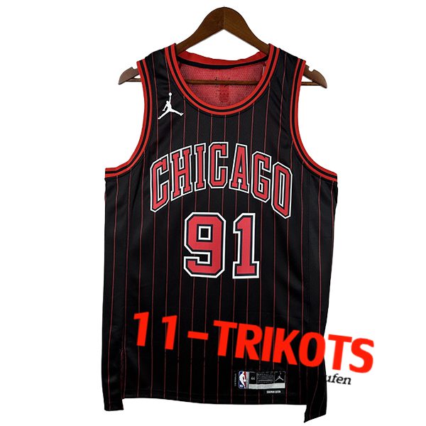 Chicago Bulls Trikot (RODMAN #91) 2025/26 Schwarz/Rot -03