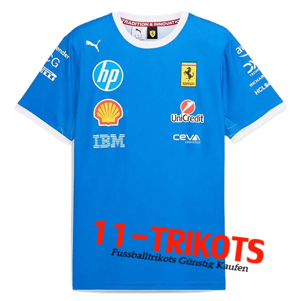 T-Shirt Scuderia Ferrari Team Blau 2025