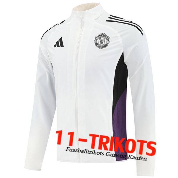 Manchester United Windjacke Weiß/Schwarz/lila 2025/2026