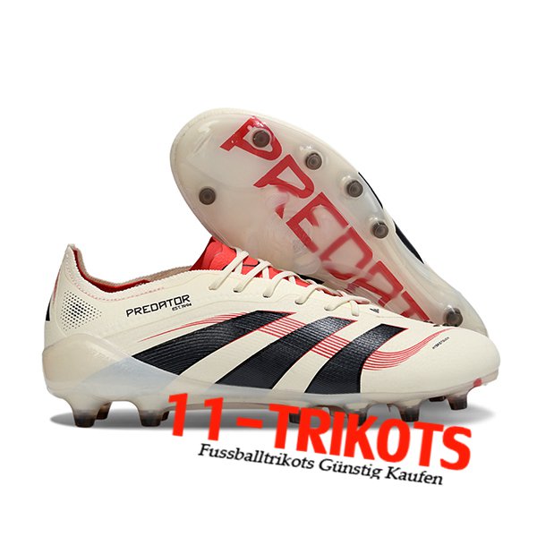 Adidas Fussballschuhe 25 Predator Elite Tongue AG Beige/Schwarz/Rot -02