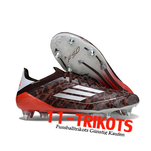 Adidas Fussballschuhe F50 Elite SG Braun/Rot/Weiß