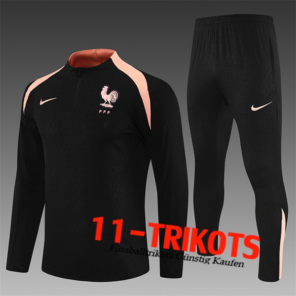 Frankreich Trainingsanzug Kinder Schwarz/Rosa 2025/2026