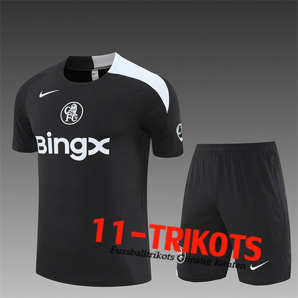 FC Chelsea Trainingstrikot Kinder Schwarz/Weiß 2025/2026 -02