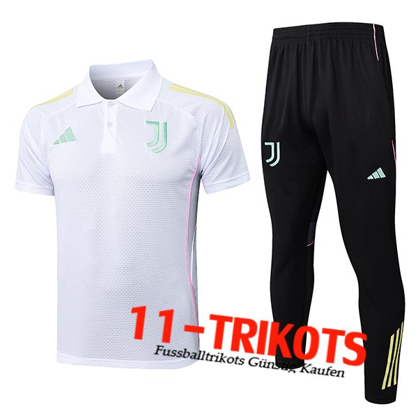 Juventus Poloshirt Weiß/Gelb 2025/2026  Juventus Poloshirt Weiß/Gelb 2025/2026