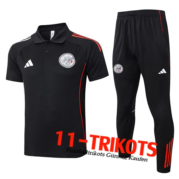 Ajax Poloshirt Schwarz/Rot 2025/2026  Ajax Poloshirt Schwarz/Rot 2025/2026