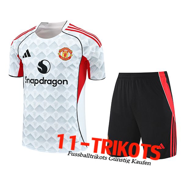 Manchester United Trainingstrikot Weiß/Grau/Roug 2025/2026