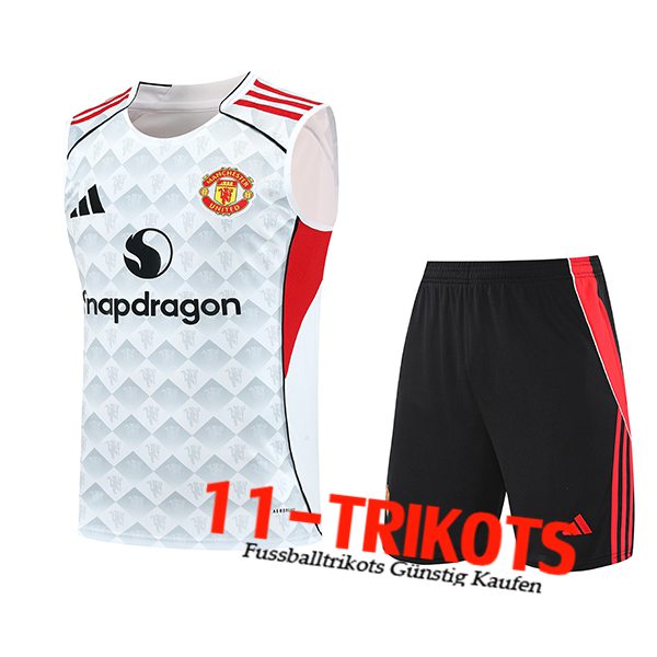 Manchester United Trainings-Tanktops Weiß/Grau/Rot 2025/2026