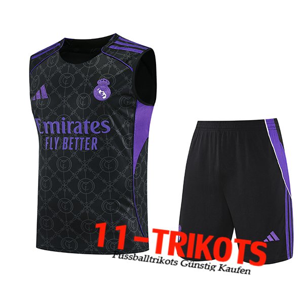Real Madrid Trainings-Tanktops Schwarz/lila 2025/2026