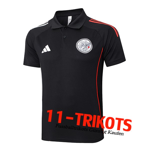 Ajax Poloshirt Schwarz/Rot 2025/2026  Ajax Poloshirt Schwarz/Rot 2025/2026
