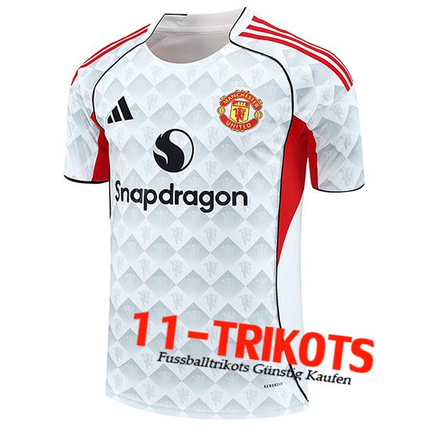 Manchester United Trainingstrikot Weiß/Grau/Rot 2025/2026