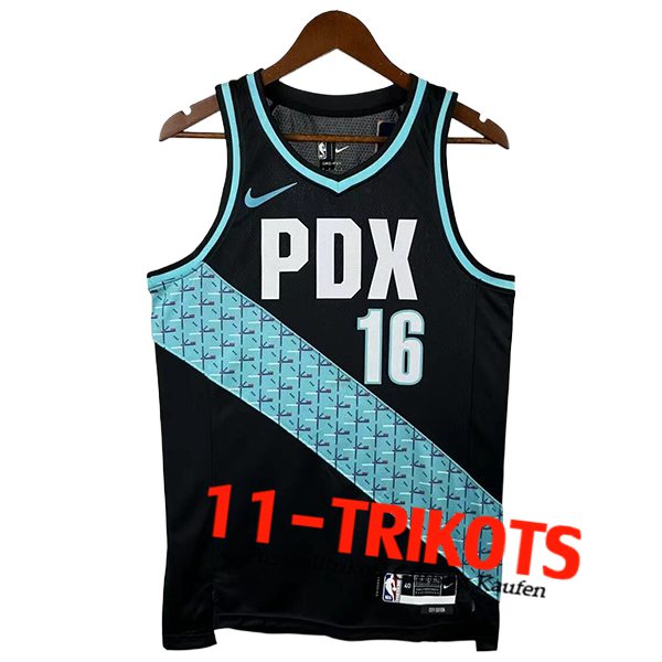 Portland Trail Blazers Trikot (YANG #16) 2025/26 Schwarz/Blau