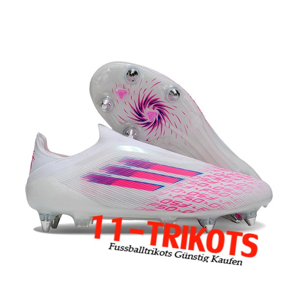 Adidas Fussballschuhe F50 Elite Laceless SG Weiß/Rosa