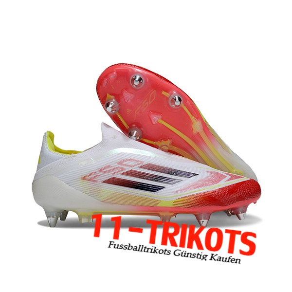 Adidas Fussballschuhe F50 Elite Laceless SG Weiß/Orange/Schwarz -02