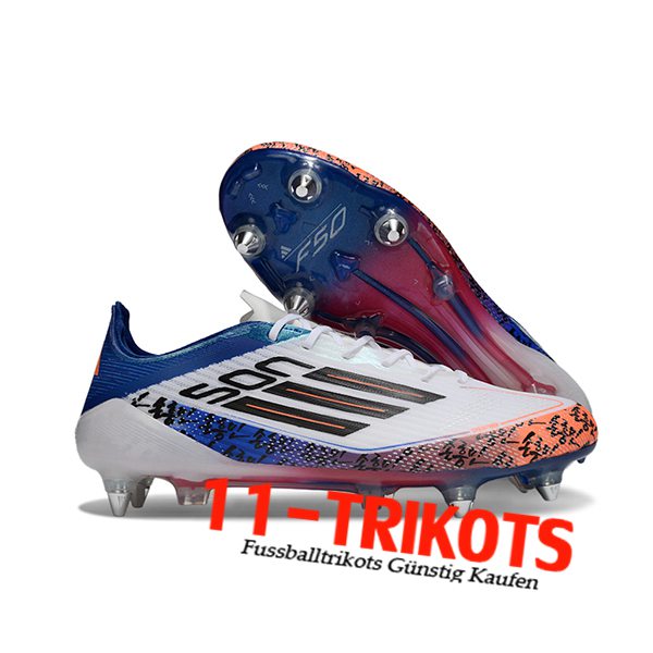 Adidas Fussballschuhe F50 ELITE SG Weiß/Blau/Orange/Schwarz