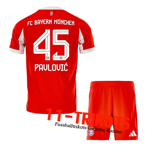Bayern Munchen (PAVLOVIC #45) Kinder 2025/2026 Heimtrikot