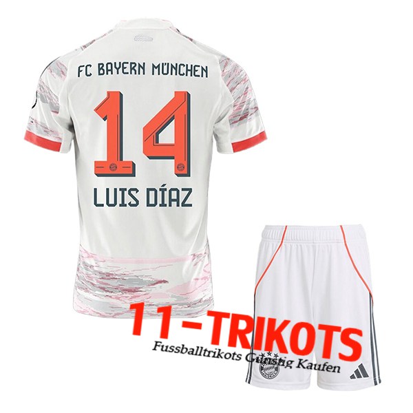 Bayern Munchen (LUIS DÍAZ #14) Kinder 2025/2026 Auswärtstrikot