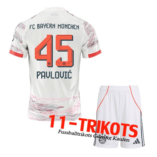 Bayern Munchen (PAVLOVIC #45) Kinder 2025/2026 Auswärtstrikot