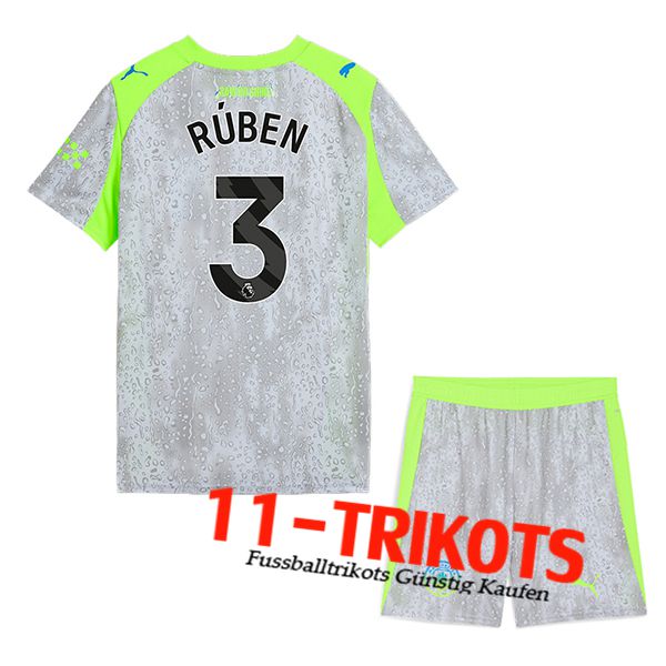 Manchester City (RÚBEN #3) Kinder 2025/2026 Third Trikot