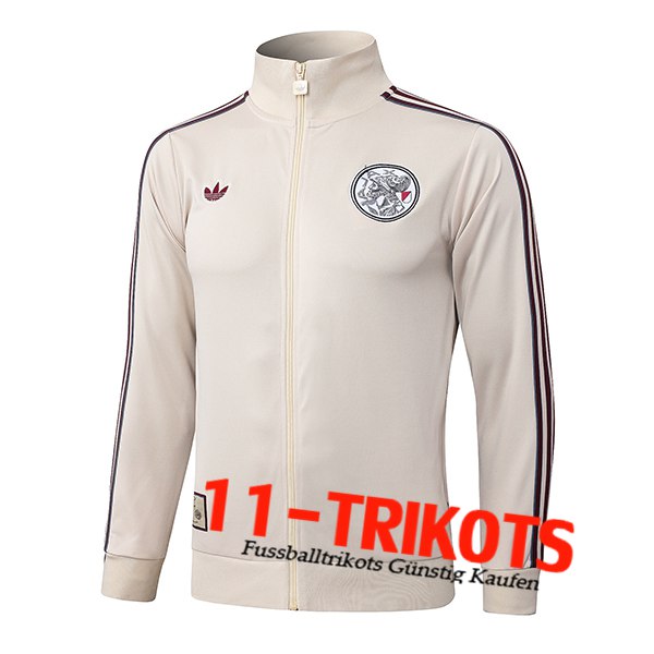 Ajax Trainingsjacke Beige/Rot 2025/2026  Ajax Trainingsjacke Beige/Rot 2025/2026