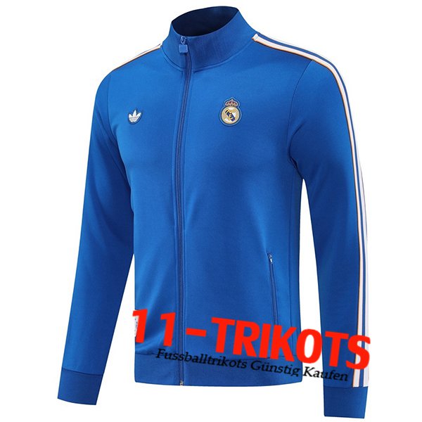 Real Madrid Trainingsjacke Blau/Weiß 2025/2026  Real Madrid Trainingsjacke Blau/Weiß 2025/2026