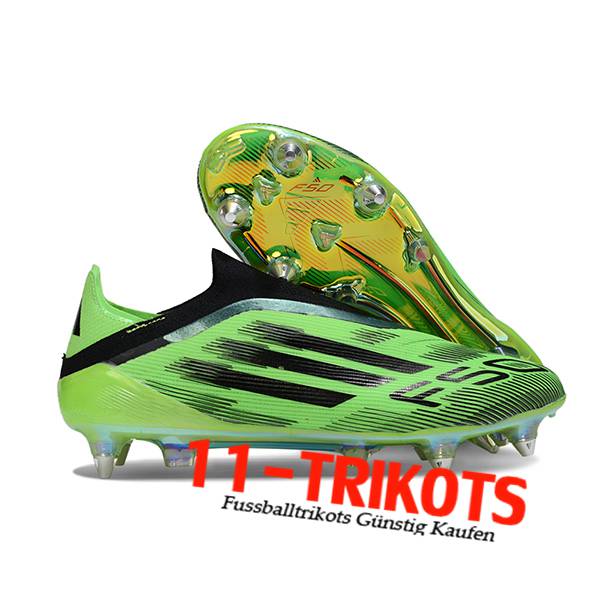 Adidas Fussballschuhe F50 Elite Laceless SG Grün/Schwarz -02