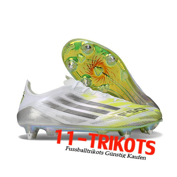 Adidas Fussballschuhe F50 ELITE SG Weiß/Grau/Gelb Adidas Fussballschuhe F50 ELITE SG Weiß/Grau/Gelb