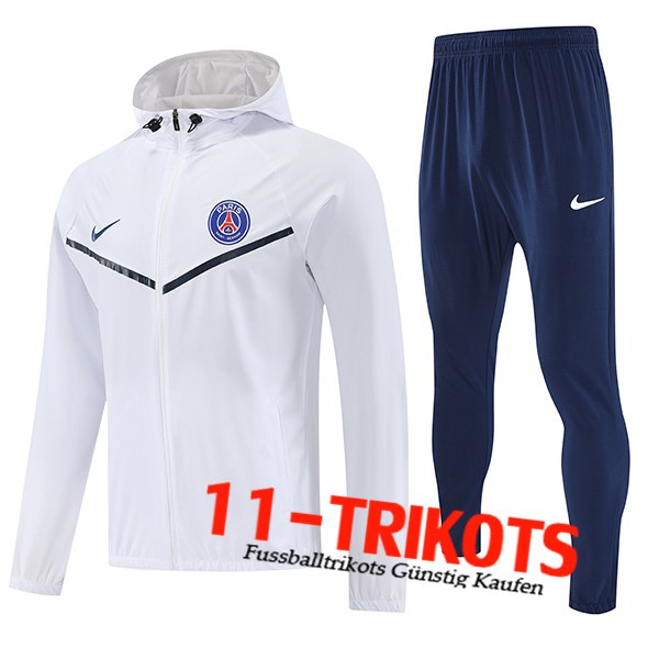 PSG Trainingsanzug Mit Kapuze Trainingsjacke Windbreaker Weiß 2025/2026